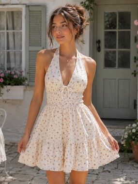 Planet Heart Floral Halter Mini Dress Juniors XL Women’s Small NWT